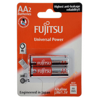 Батарейки щелочные АА Fujitsu Universal Power Alkaline LR6 1.5V - 2 шт. в блистере
