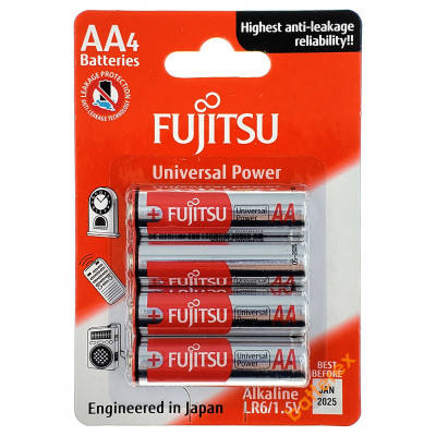 Батарейки щелочные АА Fujitsu Universal Power Alkaline LR6 1.5V - 4 шт. в блистере