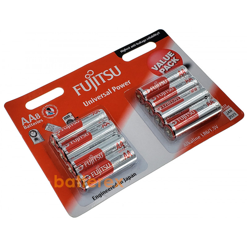 Батарейки АА Alkaline LR6 1.5V Fujitsu Universal Power - 8 шт. в блистере Батарейки АА Alkaline LR6 1.5V Fujitsu Universal Power - 8 шт. в блистере