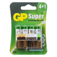 Батарейки щелочные АА GP Super Alkaline LR6 1.5V - 5 шт. в блистере