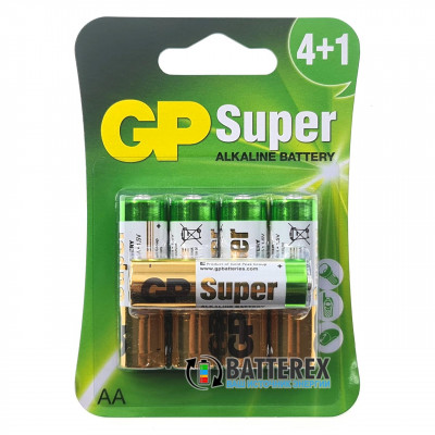 Батарейки щелочные АА GP Super Alkaline LR6 1.5V - 5 шт. в блистере
