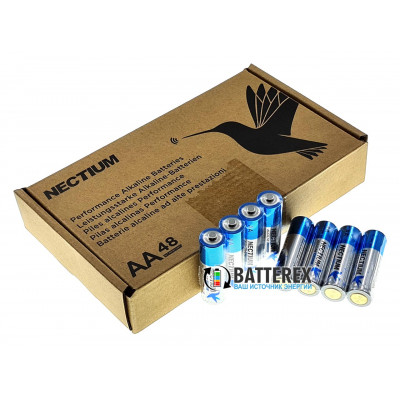Батарейки щелочные АА Nectium Golden LR6 1.5V с позолоченным контактом минус - упаковка 48 шт.