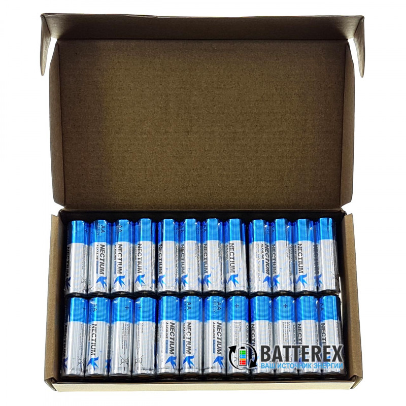 Батарейки АА LR6 Alkaline Nectium Golden 1.5V с позолоченным контактом минус для лучшей токоотдачи - упаковка 48 шт