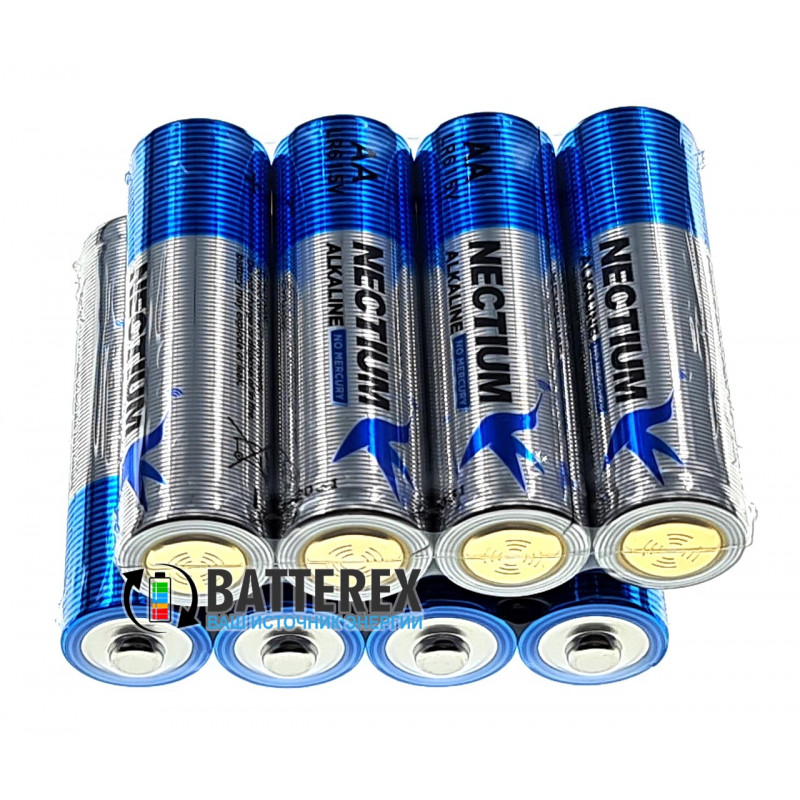 Батарейки АА LR6 Alkaline Nectium Golden 1.5V с позолоченным контактом минус для лучшей токоотдачи - упаковка 48 шт