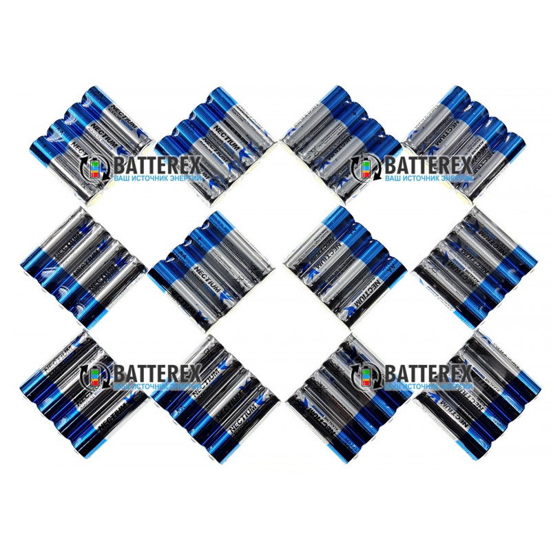 Батарейки АА LR6 Alkaline Nectium Golden 1.5V с позолоченным контактом минус для лучшей токоотдачи - упаковка 48 шт