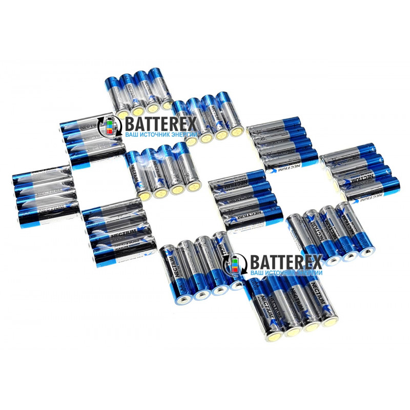 Батарейки АА LR6 Alkaline Nectium Golden 1.5V с позолоченным контактом минус для лучшей токоотдачи - упаковка 48 шт