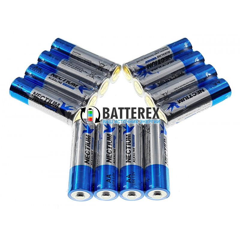 Батарейки АА LR6 Alkaline Nectium Golden 1.5V с позолоченным контактом минус для лучшей токоотдачи - упаковка 48 шт