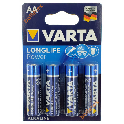 Батарейки щелочные АА Varta Longlife Power Alkaline LR6 1.5V - блистер 4 шт. - оригинал, Германия