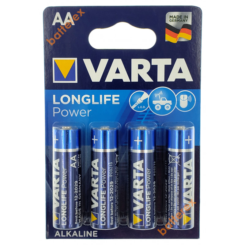 Батарейки АА LR6 Varta Alkaline Longlife Power 1.5V блистер 4 шт.