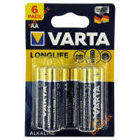 Батарейки щелочные АА Varta Longlife Alkaline LR6 1.5V - блистер 6 шт. - оригинал, Германия