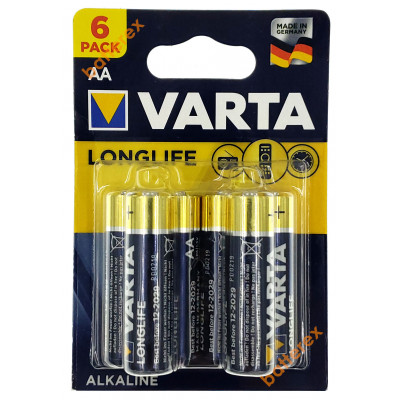 Батарейки щелочные АА Varta Longlife Alkaline LR6 1.5V - блистер 6 шт. - оригинал, Германия