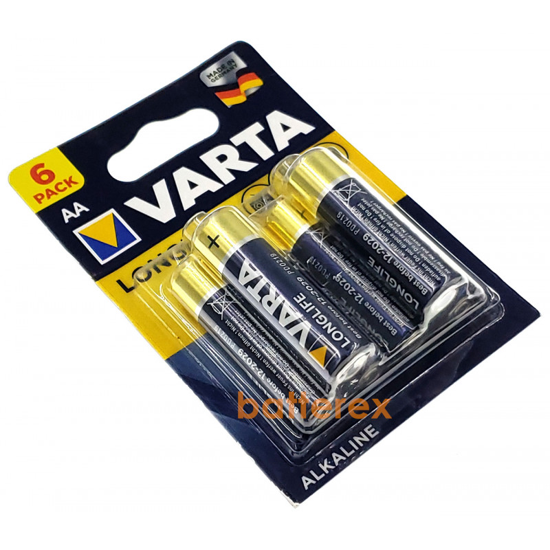 Батарейки АА LR6 Varta Alkaline Longlife 1.5V блистер 6 шт.