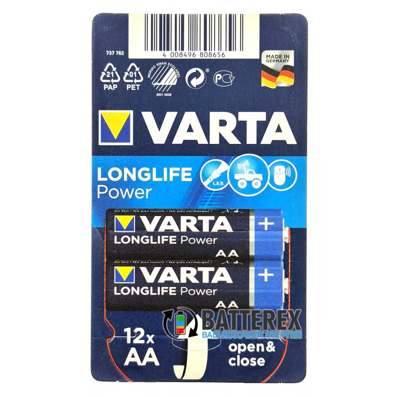 Батарейки пальчиковые АА LR6 Varta Alkaline Longlife Power 1.5V - экономичная упаковка 12 шт Батарейки пальчиковые АА LR6 Varta Alkaline Longlife Power 1.5V - экономичная упаковка 12 шт