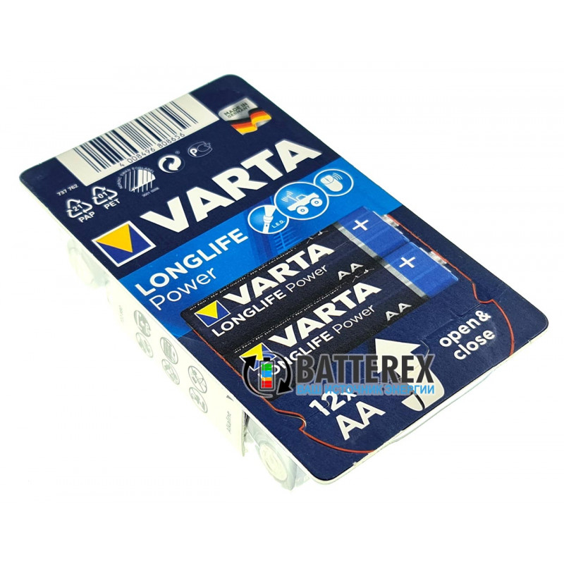 Батарейки пальчиковые АА LR6 Varta Alkaline Longlife Power 1.5V - экономичная упаковка 12 шт Батарейки пальчиковые АА LR6 Varta Alkaline Longlife Power 1.5V - экономичная упаковка 12 шт