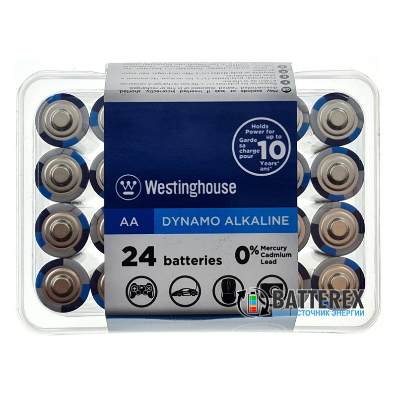 Батарейки АА Westinghouse Dynamo Alkaline LR6 1.5V - выгодная упаковка на 24 шт Батарейки АА Westinghouse Dynamo Alkaline LR6 1.5V - выгодная упаковка на 24 шт