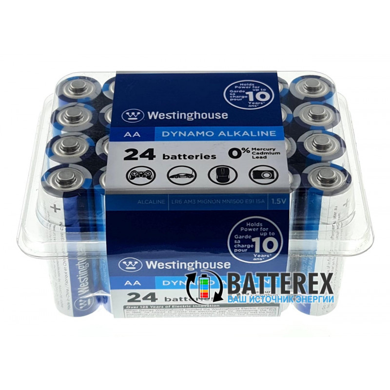 Батарейки АА Westinghouse Dynamo Alkaline LR6 1.5V - выгодная упаковка на 24 шт Батарейки АА Westinghouse Dynamo Alkaline LR6 1.5V - выгодная упаковка на 24 шт