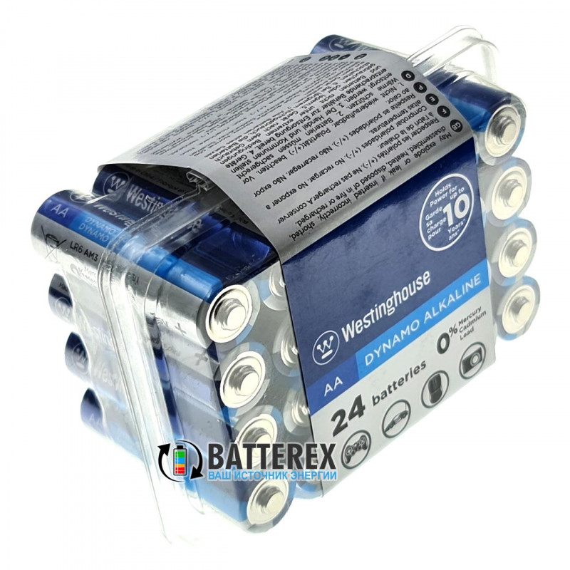 Батарейки АА Westinghouse Dynamo Alkaline LR6 1.5V - выгодная упаковка на 24 шт Батарейки АА Westinghouse Dynamo Alkaline LR6 1.5V - выгодная упаковка на 24 шт