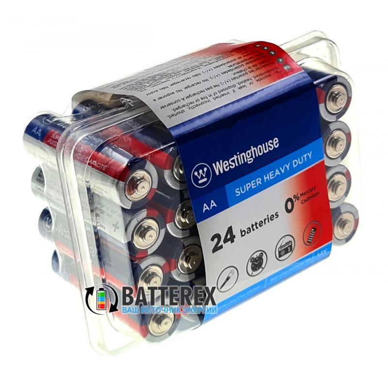 Батарейки АА Westinghouse Super Heavy Duty R6 1.5V - выгодная упаковка на 24 шт