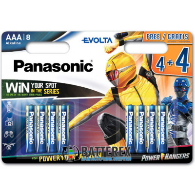 Батарейки щелочные ААА Panasonic Evolta Power Rangers Alkaline LR03 1.5V - 8 шт. в блистере