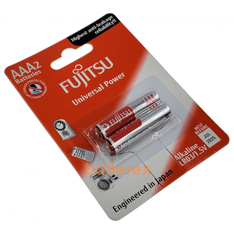 Батарейки ААА Alkaline LR03 1.5V Fujitsu Universal Power - 2 шт. в блистере Батарейки ААА Alkaline LR03 1.5V Fujitsu Universal Power - 2 шт. в блистере