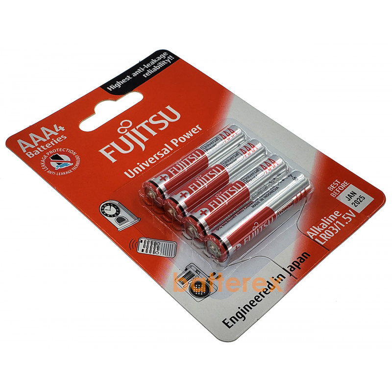 Батарейки ААА Alkaline LR03 1.5V Fujitsu Universal Power - 4 шт. в блистере Батарейки ААА Alkaline LR03 1.5V Fujitsu Universal Power - 4 шт. в блистере