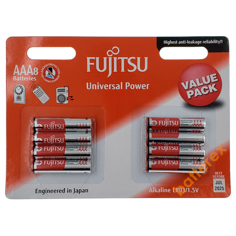 Батарейки ААА Alkaline LR03 1.5V Fujitsu Universal Power - 8 шт. в блистере
