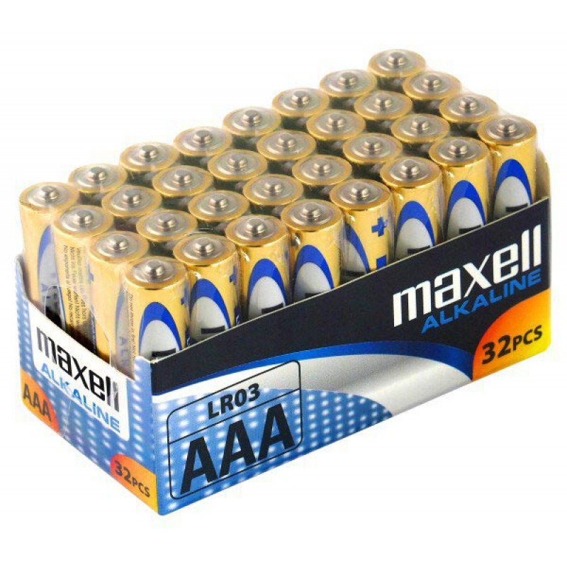 Батарейки минипальчиковые AAA Maxell Alkaline 1.5V LR03 - упаковка 32 шт.