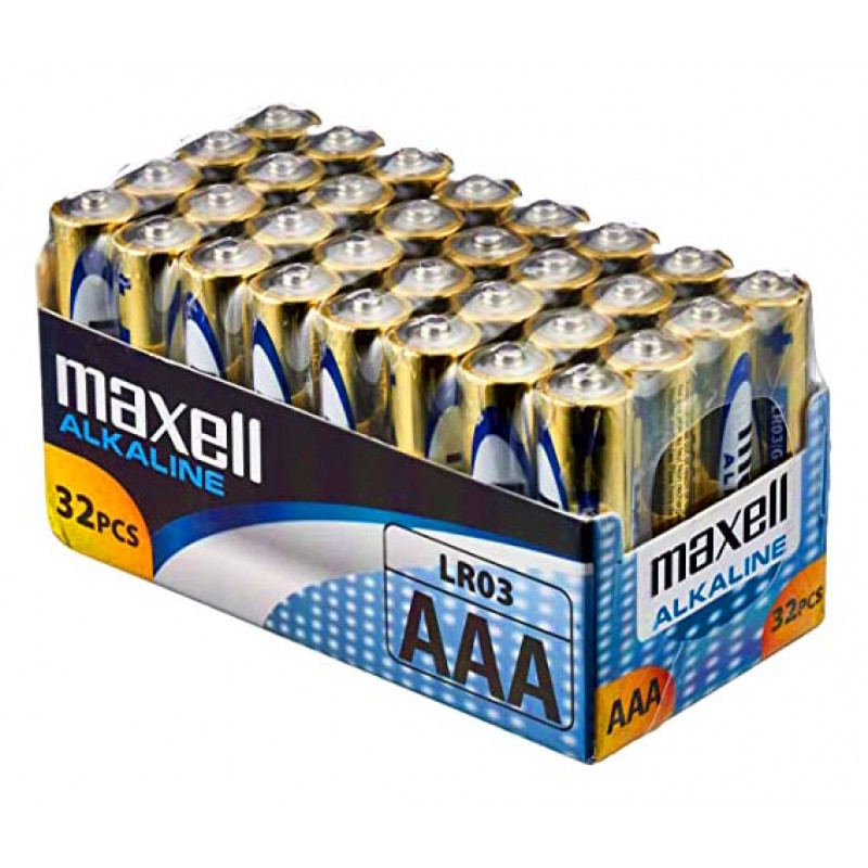 Батарейки минипальчиковые AAA Maxell Alkaline 1.5V LR03 - упаковка 32 шт.