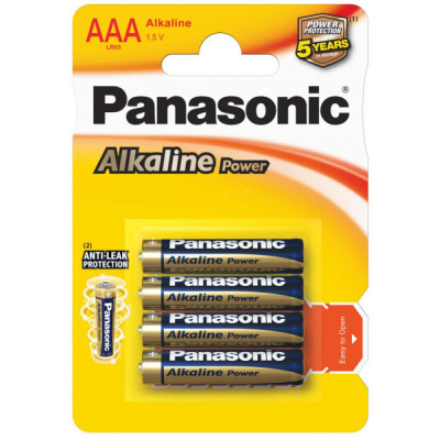 Батарейки АAА Alkaline Panasonic Power LR03 1.5V - 4 шт. в блистере