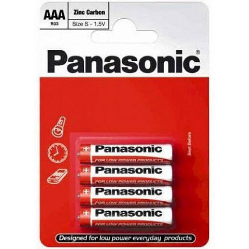Батарейки ААА R03 Panasonic Red Zinc 1.5V 4 шт. в блистере