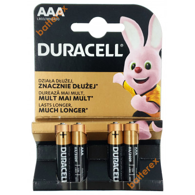 Батарейки АAА Alkaline Duracell LR03 1.5V - 4 шт. в блистере (цена за упаковку)