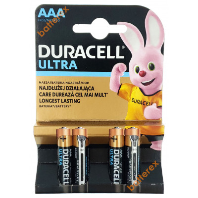 Батарейки АAА Alkaline Duracell Ultra Powercheck LR03 1.5V - 4 шт. в блистере