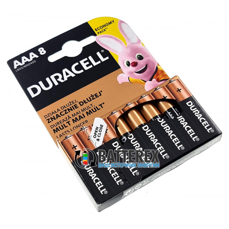 Батарейки АAА Alkaline Duracell LR03 1.5V в упаковках по 8 шт.