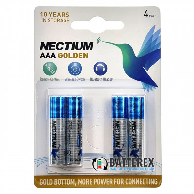 AAA Nectium Golden LR03 1.5V - батарейки ААА Alkaline с позолоченным контактом минус - упаковка 4 шт.