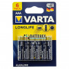 Батарейки ААА LR03 Varta Alkaline Longlife Power 1.5V блистер 6 шт.