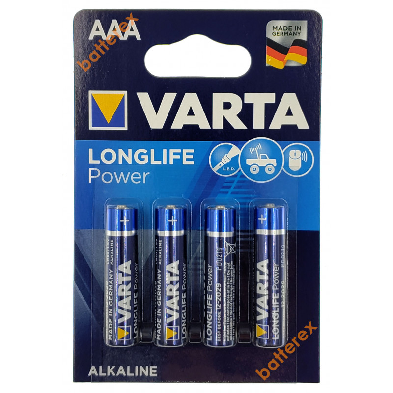 Батарейки ААА LR03 Varta Alkaline Longlife Power 1.5V блистер 4 шт.