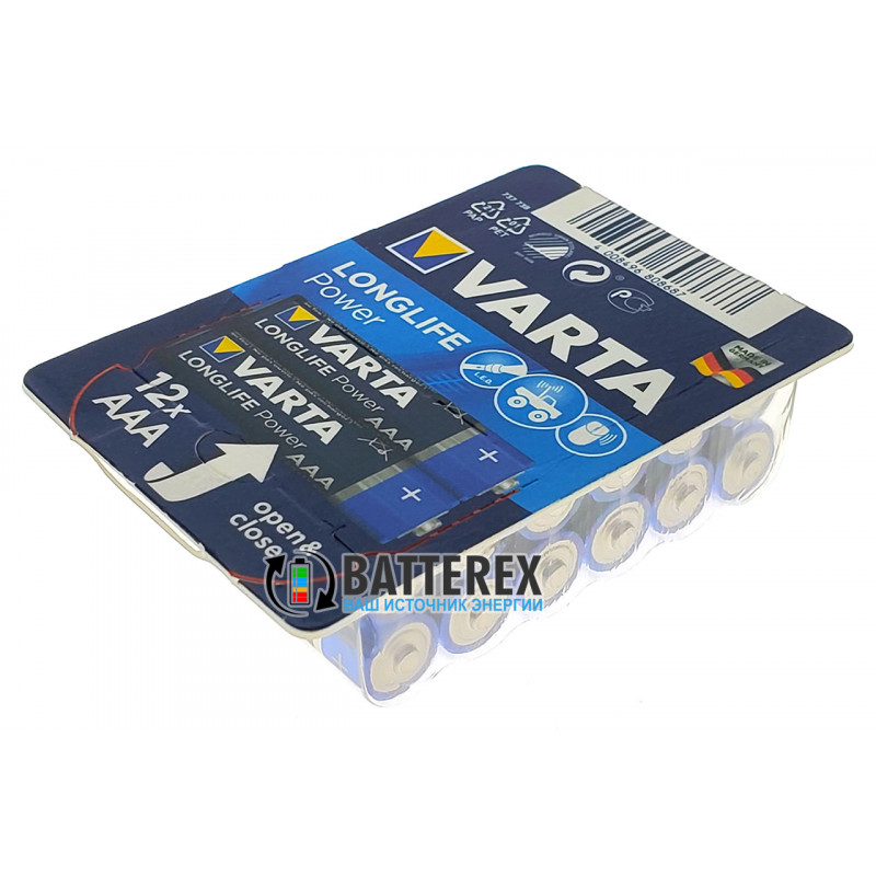Батарейки минипальчиковые ААА LR03 Varta Alkaline Longlife Power 1.5V - экономичная упаковка 12 шт Батарейки минипальчиковые ААА LR03 Varta Alkaline Longlife Power 1.5V - экономичная упаковка 12 шт