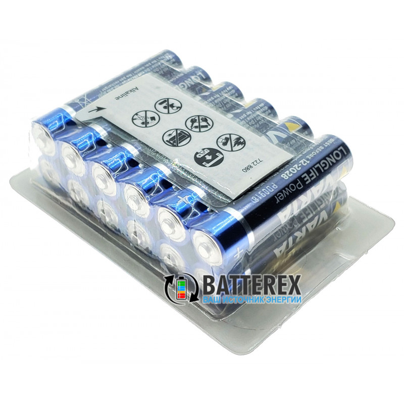 Батарейки минипальчиковые ААА LR03 Varta Alkaline Longlife Power 1.5V - экономичная упаковка 12 шт Батарейки минипальчиковые ААА LR03 Varta Alkaline Longlife Power 1.5V - экономичная упаковка 12 шт