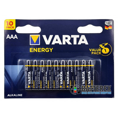 Батарейки щелочные AAA Varta Energy Alkaline LR03 1.5V блистер 10 шт. - сделаны в Германии