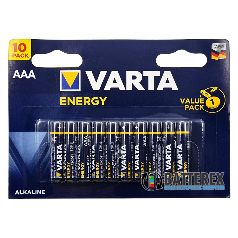 Батарейки щелочные ААА Varta Energy Alkaline LR03 1.5V блистер 10 шт.