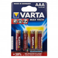 Батарейки щелочные АAА Varta MAX TECH Alkaline LR03 1.5V - блистер 4 шт. - оригинал, Германия Батарейки щелочные АAА Varta MAX TECH Alkaline LR03 1.5V - блистер 4 шт. - оригинал, Германия