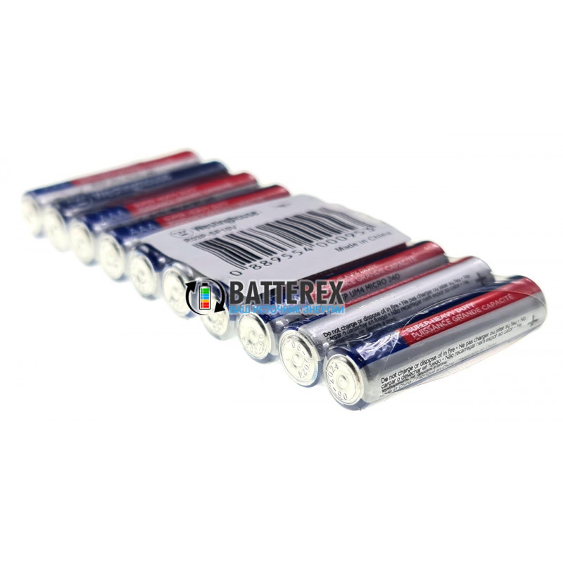 Батарейки минипальчиковые солевые ААА Westinghouse Super Heavy Duty R03 1.5V - упаковка на 10 шт