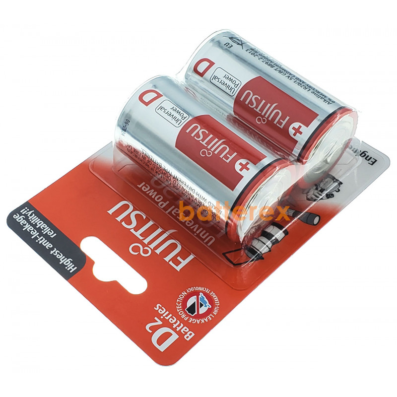 Батарейки щелочные D LR20 Fujitsu Alkaline Universal Power 1.5V - упаковка 2 шт. в блистере Батарейки щелочные D LR20 Fujitsu Alkaline Universal Power 1.5V - упаковка 2 шт. в блистере