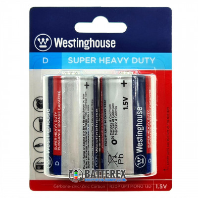 Батарейки солевые D R20 Westinghouse Super Heavy Duty 1.5V - упаковка 2 шт - цена за упаковку