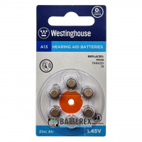 Батарейка A13 Westinghouse Zinc Air 1.45V для слуховых аппаратов - 6 шт. в упаковке (цена за упаковку) Батарейка A13 Westinghouse Zinc Air 1.45V для слуховых аппаратов - 6 шт. в упаковке (цена за упаковку)