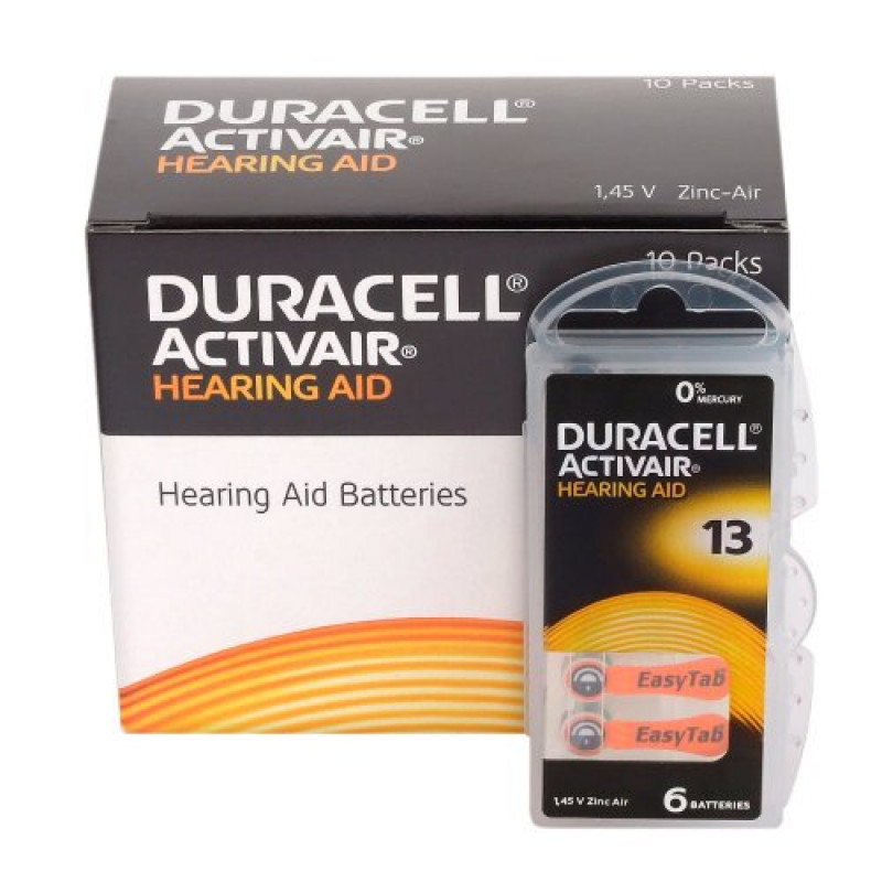 Батарейки слуховые Duracell Activair 13 PR48 для слуховых аппаратов - 6 шт. в блистере Батарейки слуховые Duracell Activair 13 PR48 для слуховых аппаратов - 6 шт. в блистере