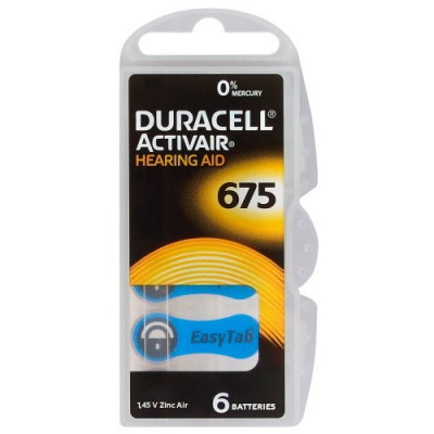 Duracell Activair 675 PR44 - батарейки для слухового аппарата - 6 шт. в упаковке (цена за упаковку) Duracell Activair 675 PR44 - батарейки для слухового аппарата - 6 шт. в упаковке (цена за упаковку)
