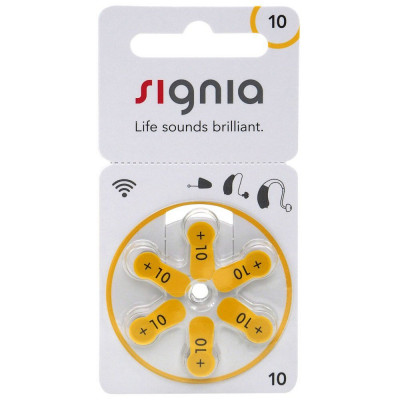Батарейки Signia 10 PR70 для слухового аппарата (Германия) - 6 шт. в упаковке (цена за упаковку)