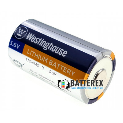 Батарейка литиевая 34615 D ER34615 Westinghouse 3.6V LiSOCl2 (+выводы под пайку под заказ)