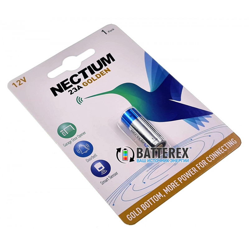 Батарейка А23 Nectium Golden Alkaline 12V (12 вольт) с позолоченным контактом минус